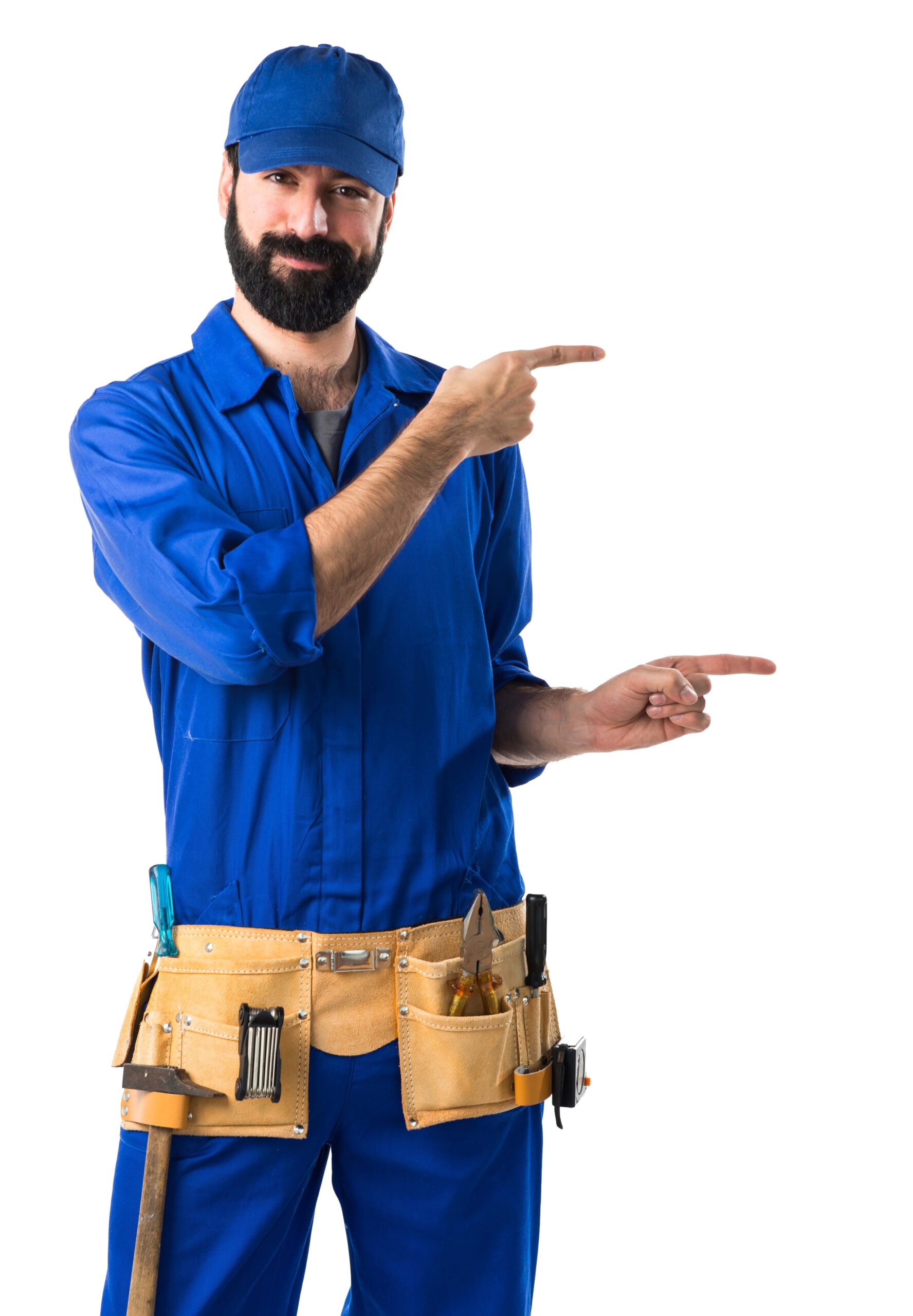 Plumber pointing to the lateral